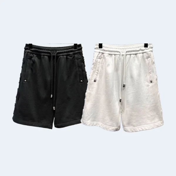 크롬하츠 25SS 크로스 사이드 패치 자수 쇼츠 블랙 , 화이트